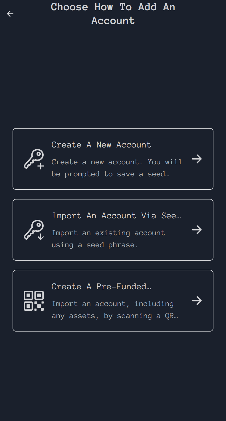 Import account via QR code at the add account modal